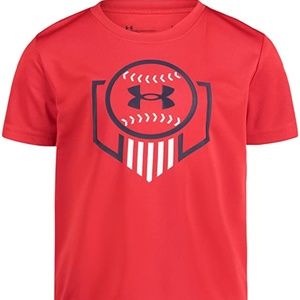 Under Armour boys Baseball Plate Short Sleeve (Little Kids/Big Kids)
